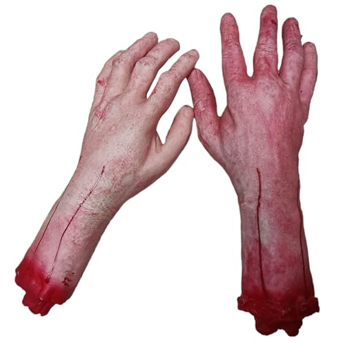 ISOYTERO Abgetrennte Hand 1 Paar blutig gehackte gefälschte Hand realistische gruselige Halloween Hände DIY dekorativ abgetrennte Körperteile für Spukhaus, Streich, Party von ISOYTERO