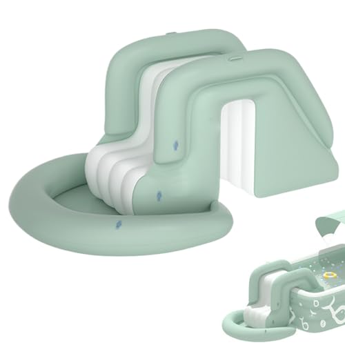 ISOYTERO Aufblasbarer Poolrutsche, wasserdichtes PVC aufblasbare Folie, Wasserflutwasser mit Griff, Nicht schlupfhafter Faltpool für Kinder von ISOYTERO