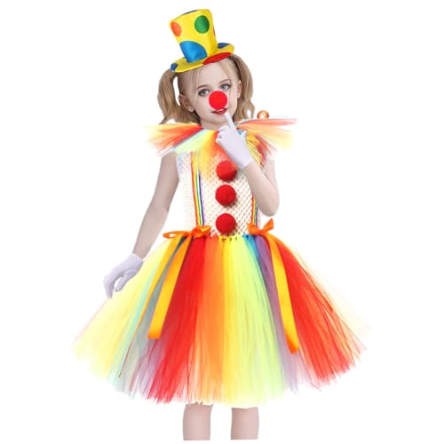 ISOYTERO Clown Kostüm für Mädchen 1 Set Bunte Clown -Kostüm umfasst Hut, Nase, Handschuhe und Rock Nylon Circus für Halloween, Cosplay, Party, Bühne für Mädchen ISOYTERO Clown Kostüm für Mädchen 1 Set Bunte Clown -Kostüm umfasst Hut, Nase, Handschuhe und Rock Nylon Circus für Halloween, Cosplay, Party, Bühne für Mädchen von ISOYTERO