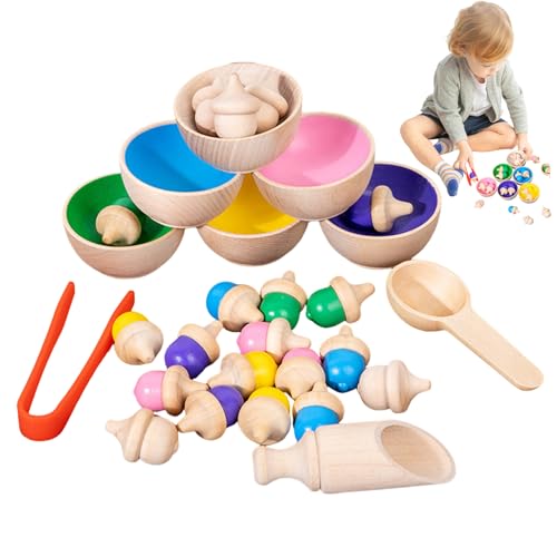 ISOYTERO Farbsortierspielzeug für Kleinkinder Holz Eicheln Farbpinke Pokal Mathematikspiele Bildungssortierspielzeug für Jungen Mädchen Farbe für Kleinkinder ISOYTERO Farbsortierspielzeug für Kleinkinder Holz Eicheln Farbpinke Pokal Mathematikspiele Bildungssortierspielzeug für Jungen Mädchen Farbe für Kleinkinder von ISOYTERO
