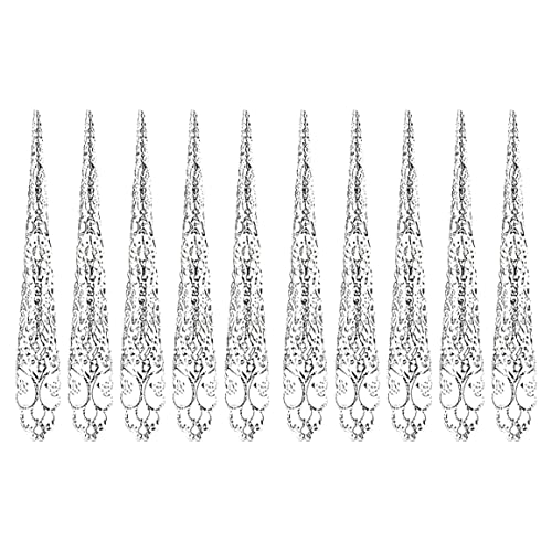 ISOYTERO Fingernnagelspitze Klauenringe, alte Königin Kostüm Fingerspeicher Klauen Nagel Ringe Dekoration Accessoire, Finger Knuckle Protectors für Halloween -Cosplay -Drama Dance ShowSsilver 10 Pack von ISOYTERO