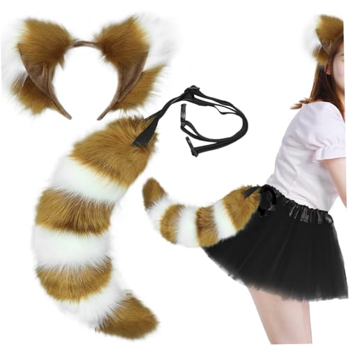 ISOYTERO Fuchsohren und Schwanzset, pelzige Fuchs Ohren Stirnband, Kunstfell Therian Tail, süßes Kostüm für Erwachsene Kids Cosplay Party Kostümzubehör, Kamel und Set ISOYTERO Fuchsohren und Schwanzset, pelzige Fuchs Ohren Stirnband, Kunstfell Therian Tail, süßes Kostüm für Erwachsene Kids Cosplay Party Kostümzubehör, Kamel und Set von ISOYTERO