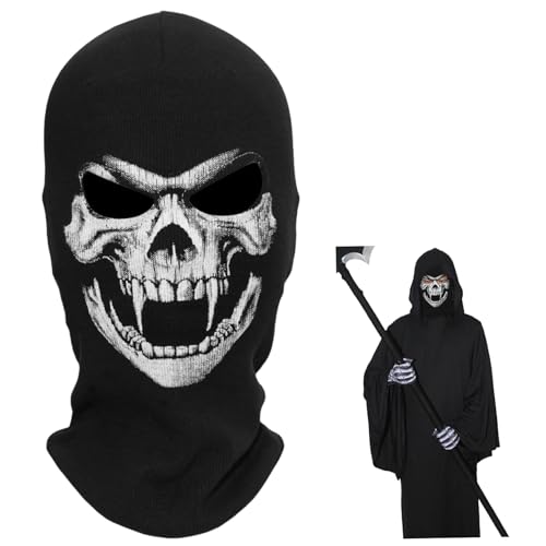 ISOYTERO Ghost Maske, Skelettschädel Scary Maske, komfortable und atmungsaktive Rib Fabic Kopfbedeckung für Cosplay -Party Outdoor Motorradfahrrad Radfahren Ghost ISOYTERO Ghost Maske, Skelettschädel Scary Maske, komfortable und atmungsaktive Rib Fabic Kopfbedeckung für Cosplay -Party Outdoor Motorradfahrrad Radfahren Ghost von ISOYTERO