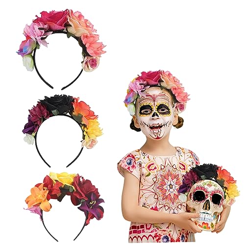 ISOYTERO Halloween Flower Stirnband 3PCS Mexikanische künstliche Rose Kopfbedeckung Leichtes Polyesterfestes Stirnband für Party Frauen kahle Kappe für Erwachsene ISOYTERO Halloween Flower Stirnband 3PCS Mexikanische künstliche Rose Kopfbedeckung Leichtes Polyesterfestes Stirnband für Party Frauen kahle Kappe für Erwachsene von ISOYTERO
