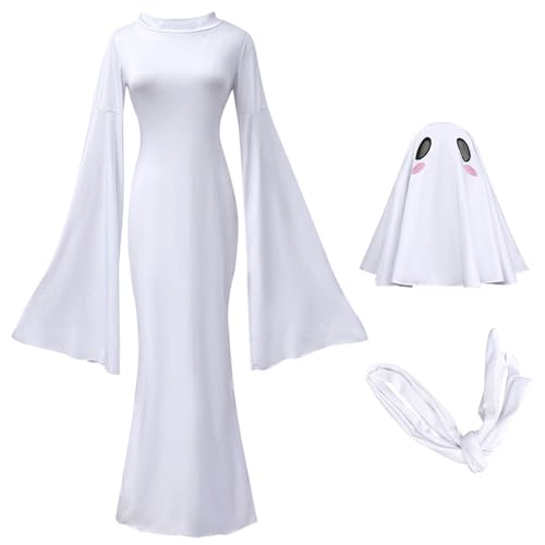 ISOYTERO Halloween -Kostüme für Frauen Erwachsener Ganzkörper Geisterkostüm mit Kopfbedeckung Ghost Decor für Cosplay Halloween Party Holiday Medium von ISOYTERO