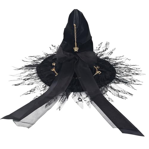 ISOYTERO Hexenhut schwarzer Lolita Bow Spitzenzauberer Hut mit Ribbon Cosplay Halloween Accessoire für Erwachsene. ISOYTERO Hexenhut schwarzer Lolita Bow Spitzenzauberer Hut mit Ribbon Cosplay Halloween Accessoire für Erwachsene. von ISOYTERO