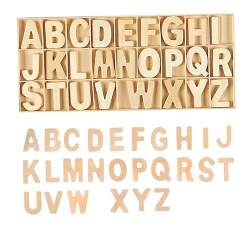 ISOYTERO Holzbuchstaben, englische Buchstaben in Einer Schachtel, DIY Natural Holz Alphabet natürliche Farbe von ISOYTERO