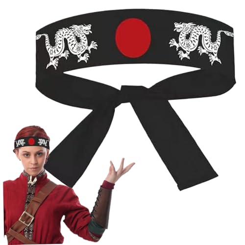 ISOYTERO Japanisches Stirnband 39 Länge schwarzes Karate Kid Stirnband mit 2 Drachen und Sonnenaufgangsmuster Cotton Japanisches Bandana für Halloween -Cosplay -Kostüme Bandana ISOYTERO Japanisches Stirnband 39 Länge schwarzes Karate Kid Stirnband mit 2 Drachen und Sonnenaufgangsmuster Cotton Japanisches Bandana für Halloween -Cosplay -Kostüme Bandana von ISOYTERO