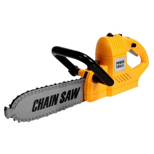 ISOYTERO Kids Chainsaw 1: 1 Scale Realistic Toy Chainsaw Battery Battery Powered gefälschter Bildungsgüter Spielen Bauchmuskeln, Kindergeschenke, Gelb von ISOYTERO
