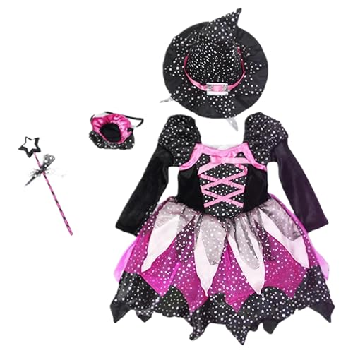 ISOYTERO Kleinkind -Hexenkostüm süße Prinzessin Hexenkostüm für Mädchen beinhaltet Light -up -Kleiderwandhut und Einkaufstasche 110 cm von ISOYTERO