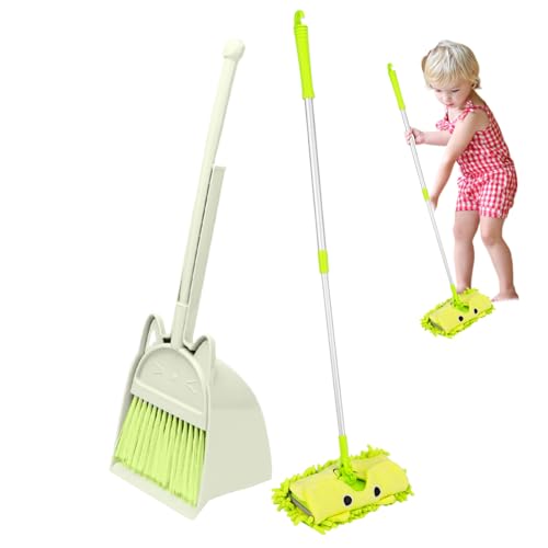 ISOYTERO Kleinkindreinigungsset umfasst Besen, Staubpan und Mop Cute Cat Kids Cleaning Set Developmental Kids Toy für Heimkindergarten, so tun Spiele Kleinkind von ISOYTERO