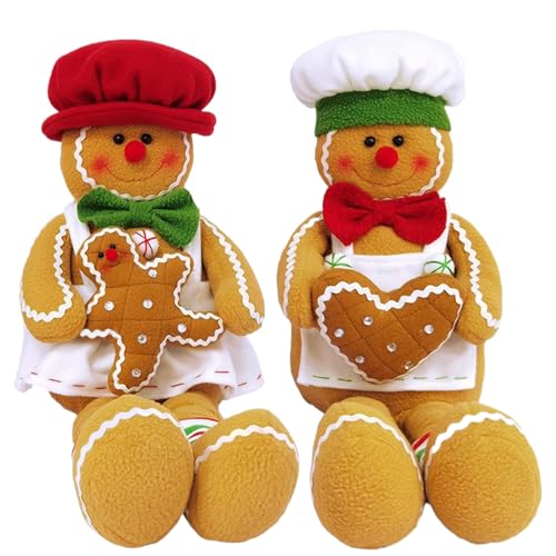 ISOYTERO Lebkuchen Mann Plüsch 2pcs Weihnachtsgeicherkissen gefüllt süße Mann Plüschspielzeug mit langem Bein & Chefkappen Weihnachtsdekorationen Gingerb ISOYTERO Lebkuchen Mann Plüsch 2pcs Weihnachtsgeicherkissen gefüllt süße Mann Plüschspielzeug mit langem Bein & Chefkappen Weihnachtsdekorationen Gingerb von ISOYTERO