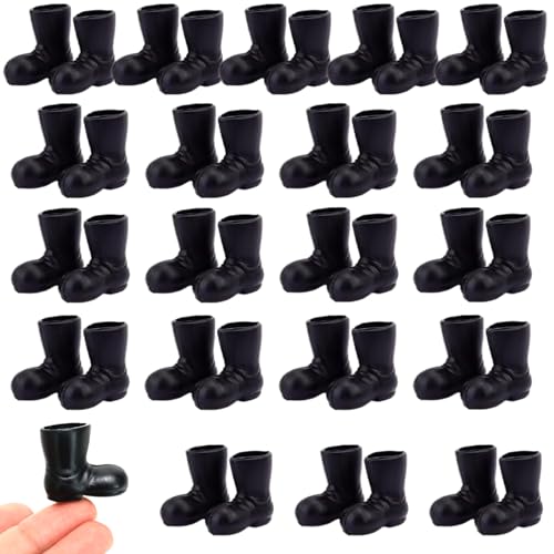 ISOYTERO Mini -Schuhe 20 Paar 1:12 Skala Simulierte Mini Santa Boots Schwarze Puppenschuhe für Dollhouse Weihnachtsdekorationen, Kunsthandwerk, Mikrolandschaft von ISOYTERO