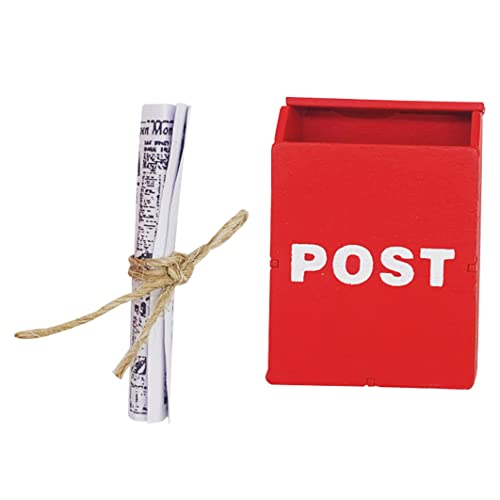 ISOYTERO Miniaturholz Postbox Mailbox mit Miniatur Zeitung Dolls House Accessoires Dollhouse von ISOYTERO
