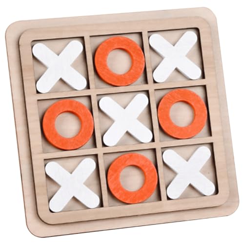 ISOYTERO Noughts and Crosses Game for Kids Interactive Developmental Noughts and Crosses Hölzer Mini Smooth Geruchfreie XO-Spielbrettspiele für Family Party, Orange + White und von ISOYTERO