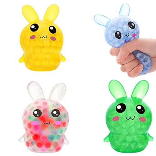 ISOYTERO Osterhase Stress Ball Spielzeug Kaninchen Wasserperlen Bälle Spielen Spielzeug für Osterkorb Stuffers 4pcs Stressspielzeug von ISOYTERO
