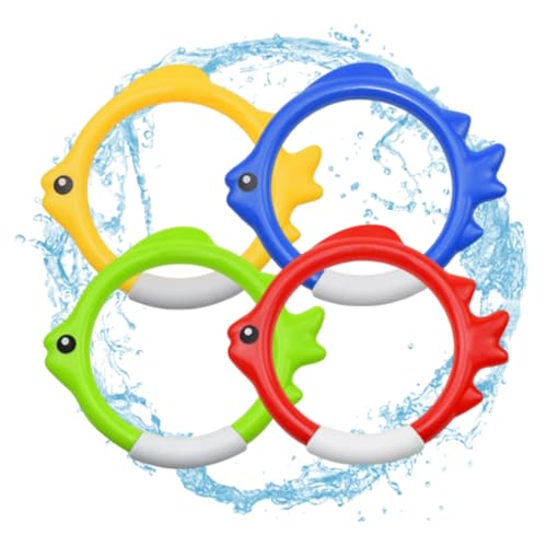 ISOYTERO Pool -Tauchspielzeug Unterwasser -Diving Ring Swimming Pool sinken Spielzeug für Spielschwimmtraining 4PCS Fischform kleine Spielsachen von ISOYTERO