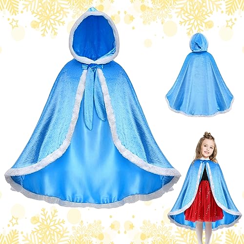 ISOYTERO Prinzessin Capes für kleine Mädchen Weihnachtskostüm mit Kapuze mit Kapuze weiches süßes warmes Kleid Halloween Carnival Cosplay Bühnenbühne Auftriebshöhe 47.24-51, 18 Zoll Kostüm von ISOYTERO