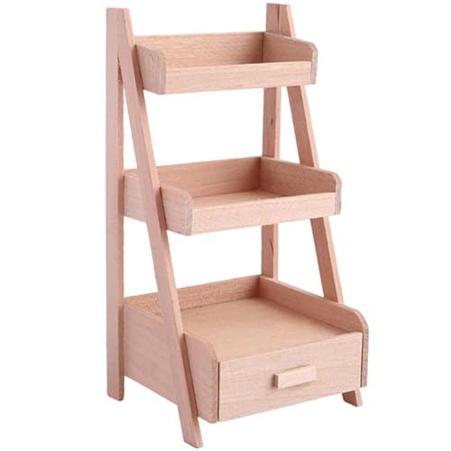 ISOYTERO Puppenhaus Miniaturen Leiterregal 1/12 Skala Holz Mini -Pflanzenregal 2x2, 2x4, 3 winzige Pflanzenständer für Puppenhauszubehör Dekorationen von ISOYTERO