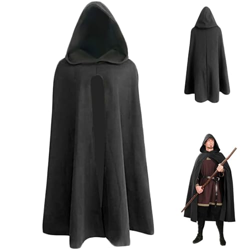 ISOYTERO Renaissance Cloak 39.8 '' Langer schwarzer Polyester Kapuze -Umhang Weich atmungsaktivem Pullover Retro Medieval für Halloween Hobbit Viking Cosplay Kostüme, mittlere Renaissance ISOYTERO Renaissance Cloak 39.8 '' Langer schwarzer Polyester Kapuze -Umhang Weich atmungsaktivem Pullover Retro Medieval für Halloween Hobbit Viking Cosplay Kostüme, mittlere Renaissance von ISOYTERO