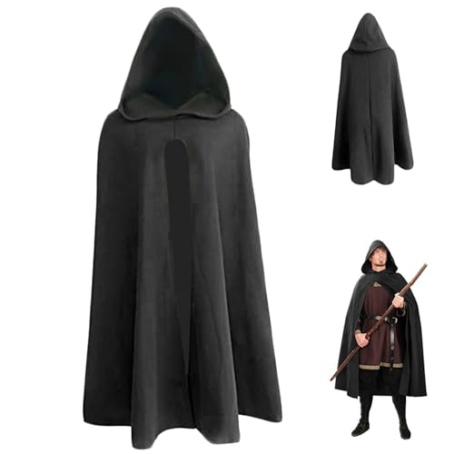 ISOYTERO Renaissance Cloak 40.1 '' Langes schwarzes Polyester Kapuze -Umhang Weich atmungsaktivem Pullover Retro Medieval für Halloween Hobbit Viking Cosplay Kostüme, Lagre Renaissance ISOYTERO Renaissance Cloak 40.1 '' Langes schwarzes Polyester Kapuze -Umhang Weich atmungsaktivem Pullover Retro Medieval für Halloween Hobbit Viking Cosplay Kostüme, Lagre Renaissance von ISOYTERO