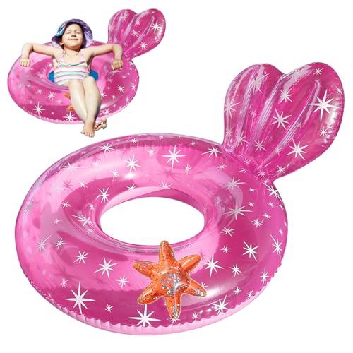 ISOYTERO Schwimmring Kinder transparenter schwimmender Ring mit Rückenlehne Design süßes aufblasbares Schwimmrohr für Wassersport für 5-9 Jahre Kinder Pinkring geeignet von ISOYTERO