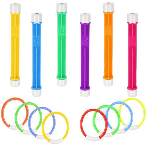 ISOYTERO Swimmingpool Ringe Plastik Tauchstangen Pool Training Accessoires Unterwasserring für Sommerpartylieferungen 14 Stcs Ring von ISOYTERO