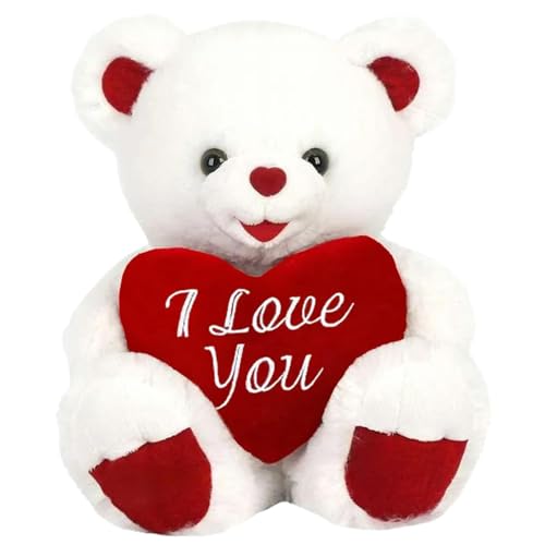 ISOYTERO Teddybär mit Herz, 8 Zoll PP -Baumwollbär mit gestickten Herzkissen, weicher Plüsch für den Valentinstag, Hochzeit, Jubiläum, Geburtstag, weißer Teddy mit ISOYTERO Teddybär mit Herz, 8 Zoll PP -Baumwollbär mit gestickten Herzkissen, weicher Plüsch für den Valentinstag, Hochzeit, Jubiläum, Geburtstag, weißer Teddy mit von ISOYTERO