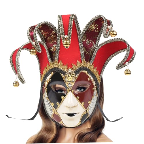 ISOYTERO Venezianische Maskerade Gesichtsgarde für Frauen Full Face Carnival Jester Guard Crack Grain Style Dress Up Cosplay mit Spitzendekor für Halloween Performance Party Red Venetian Maske ISOYTERO Venezianische Maskerade Gesichtsgarde für Frauen Full Face Carnival Jester Guard Crack Grain Style Dress Up Cosplay mit Spitzendekor für Halloween Performance Party Red Venetian Maske von ISOYTERO