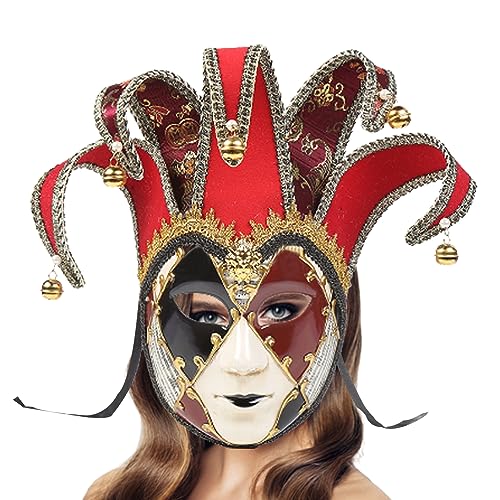 ISOYTERO Venezianische Maskerade Gesichtsgarde für Frauen voller Karneval Jester Crack Getreide Stil Dress Up Cosplay mit Spitzendekoration Holloween Performance Party rot ISOYTERO Venezianische Maskerade Gesichtsgarde für Frauen voller Karneval Jester Crack Getreide Stil Dress Up Cosplay mit Spitzendekoration Holloween Performance Party rot von ISOYTERO