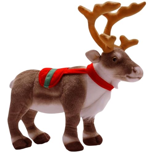 ISOYTERO Weihnachtsgefüllte Tiere, 16, 5 Zoll niedliches Hirsch -Stofftier, lebensechter Hirschplüsch, weicher Weihnachtsflecken für Home Winter Holiday Party Geschenke Tiere von ISOYTERO