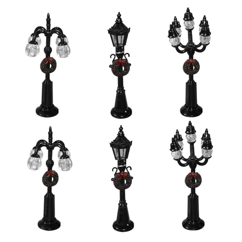 ISOYTERO Weihnachtslampenpfosten 6PCS Miniatur Christmas Village Street Lights Artificial Harz Dorf Accessoires für DIY Dollhouse von ISOYTERO