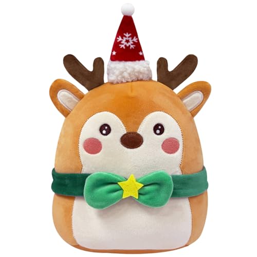 ISOYTERO Weihnachtspuppe, niedliche Weihnachts -Stofftiere, 10 Zoll dekoratives Plüschspielzeug, Figurenpuppe für Home Office Tisch Weihnachtsfeier Geschenke, Elchgefüllte Tier von ISOYTERO