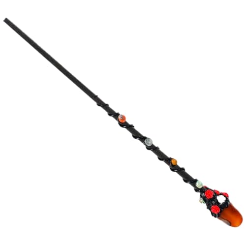 ISOYTERO Zauberer Zauberstab, 11 Zoll Kristallstab, Halloween Red Achate und Rose Hexe für Cosplay Halloween Kostümzubehör Geschenk Assistent von ISOYTERO