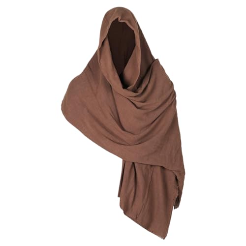 Schal -Schal Halloween Kapuze Renaissance Shaman Head Cowl für Männer, Frauen Wikinger mittelalterlich postapokalyptisch mit Kapuze für Cosplay Wizard, Ranger (Dunkelbraun) von ISOYTERO