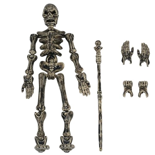 Skelett-Action-Figur, mehrgelbte bewegliche Skelettspielzeug mit Waffen, Kunststoff-Action-Figur für Sammler Desktop-Dekorationen von ISOYTERO