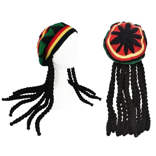 ITECHNIK Rasta Hut, langer geflochtener Hut, schwarze geflochtene Perückenkappe, lustiges Kostüm für Erwachsene, Jamaikanische Dreadlocks Perücke, Maskerade Kostümzubehör für Partys ITECHNIK Rasta Hut, langer geflochtener Hut, schwarze geflochtene Perückenkappe, lustiges Kostüm für Erwachsene, Jamaikanische Dreadlocks Perücke, Maskerade Kostümzubehör für Partys von ITECHNIK