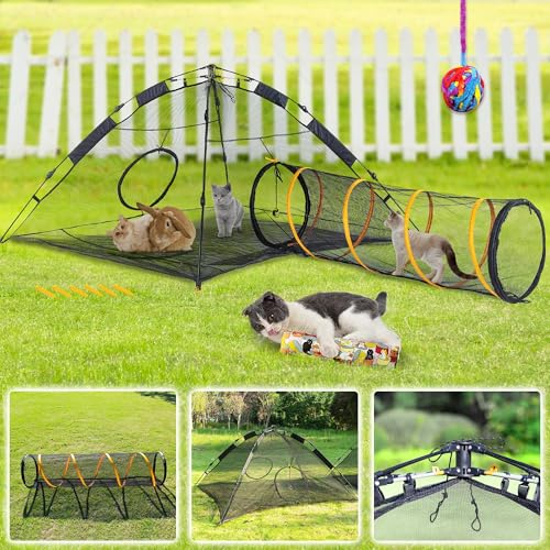 ITENT Katzenzelt für drinnen und draußen (Outdoor, Tunnel und Spielhaus), Katzenlaufstall, XL, tragbar, Katzentunnel, Spielzelte für Katzen, Kaninchen und Kleintiere von ITENT