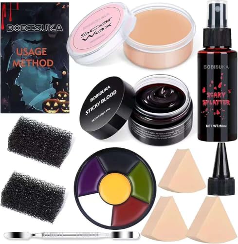Halloween Schminke Set Kunstblut Halloween Make Up Fake Blood Narbenwachs Blutcreme Schminke Halloween Set für Erwachsene Kinder für Vampir Zombie Wunden Wundschorf Narben Makeup Halloween Schminke Set Kunstblut Halloween Make Up Fake Blood Narbenwachs Blutcreme Schminke Halloween Set für Erwachsene Kinder für Vampir Zombie Wunden Wundschorf Narben Makeup von ITJMRJP