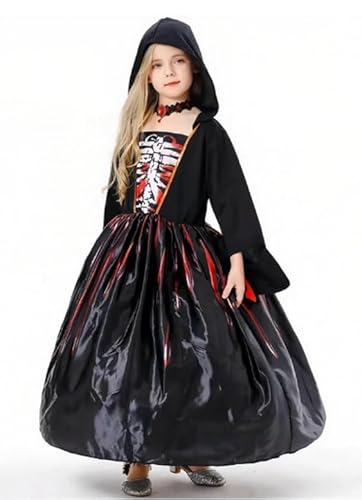 ITJMRJP Vampir Kostüm Kinder Mädchen Halloween Kostüm Kinder Vampir Halloween Kostüm Mädchen Vampirkostüm für Halloween Karneval(XL) von ITJMRJP
