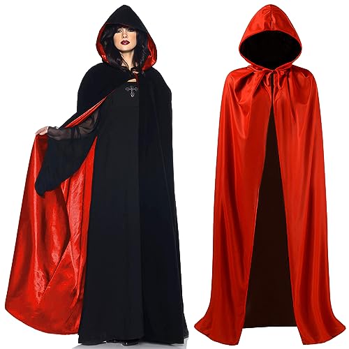 ITMNMNL Vampir Umhang Halloween Umhang Umhang Schwarz Rot Doppelseitig,Vampir Umhang Erwachsene,Vampirumhang,Vampir Kostüm mit Kapuze Umhang für Kinder und Erwachsene Cosplay Halloween Kostüm,175 cm von ITMNMNL