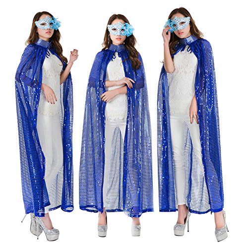 ITODA Halloween Tüll Umhang Glitzer Pailletten Cape Damen Mädchen Prinzessin Halloween Kostüm Lang Mantel Böse Königin Karnevalskostüm Cosplay Party Kostüm für Kinder Erwachsene Verkleidung Blau ITODA Halloween Tüll Umhang Glitzer Pailletten Cape Damen Mädchen Prinzessin Halloween Kostüm Lang Mantel Böse Königin Karnevalskostüm Cosplay Party Kostüm für Kinder Erwachsene Verkleidung Blau von ITODA