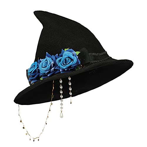 ITODA Hexenhut Halloween Hexenkostüm Lolita Hexenmütze mit Rose Zauberhut Damen Mädchen Spitzmütze mit Schleife Spitzhut Halloween Kostüm Hexen Hut Modisch Hexenaccessoire Fasching Kostümparty ITODA Hexenhut Halloween Hexenkostüm Lolita Hexenmütze mit Rose Zauberhut Damen Mädchen Spitzmütze mit Schleife Spitzhut Halloween Kostüm Hexen Hut Modisch Hexenaccessoire Fasching Kostümparty von ITODA