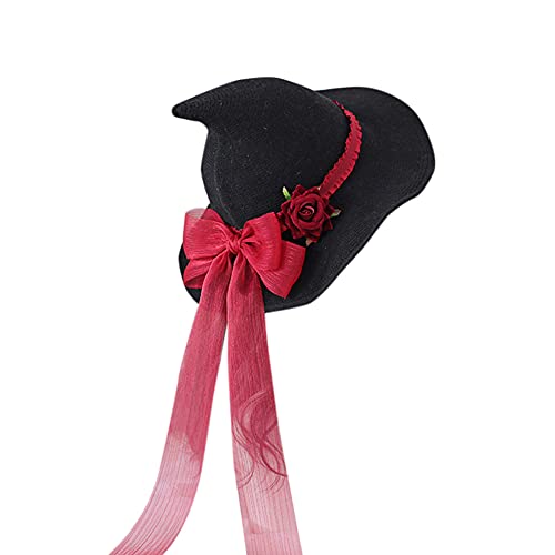 ITODA Hexenhut Modern Hexenmütze Halloween Lolita Kostüm Mädchen Damen Spitzmütze mit Schleife Hexen Hut mit Rose Zauberhut Party Hexenkostüm Modisch Hexenaccessoire Mottoparty Fasching Geschenk ITODA Hexenhut Modern Hexenmütze Halloween Lolita Kostüm Mädchen Damen Spitzmütze mit Schleife Hexen Hut mit Rose Zauberhut Party Hexenkostüm Modisch Hexenaccessoire Mottoparty Fasching Geschenk von ITODA