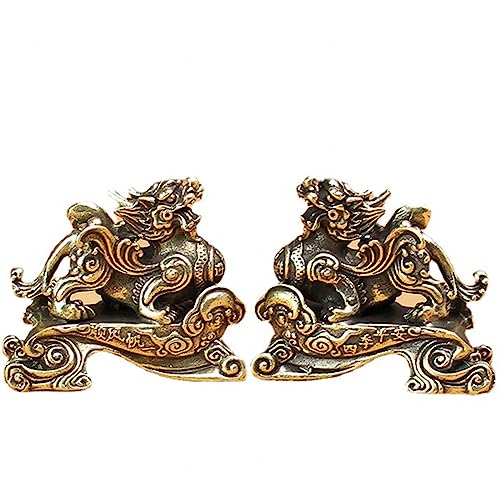 Feng-Shui-Ornamente, EIN Paar Feng-Shui-Pi-Yao-Figuren aus Messing, chinesisches Feng-Shui-Pi-Xiu-Ornament, bronzenes Pixiu-Drache-Biest, Statue mit bösen Geistern, Amulett Feng-Shui-Ornamente, EIN Paar Feng-Shui-Pi-Yao-Figuren aus Messing, chinesisches Feng-Shui-Pi-Xiu-Ornament, bronzenes Pixiu-Drache-Biest, Statue mit bösen Geistern, Amulett von ITTRUH