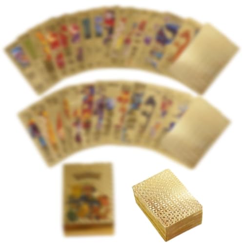 55 Anime-Cartoon-Karten, Seltene Karten-Set, Keine Wiederholung Comic Kinder Geburtstag Party Geschenk-Karten-Set sortierte Karten, Deutsch (Gold) von IUDWCG