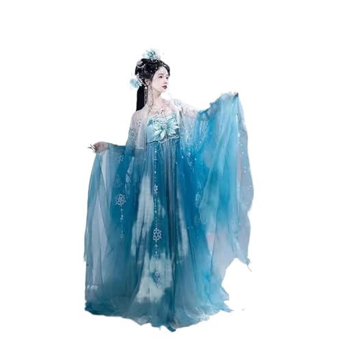 IUERVPS Chinesischer Hanfu-Rock for Damen mit besticktem Schmetterling, Piao, großen Ärmeln und elastischem Rock(M) von IUERVPS