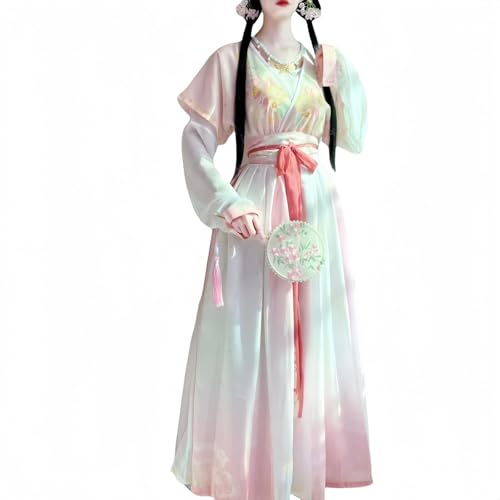 IUERVPS Chinesisches Hanfu-Kleid for Damen, bequem und atmungsaktiv, traditionelles Kostüm for Tanzaufführungen(Pink,M) von IUERVPS