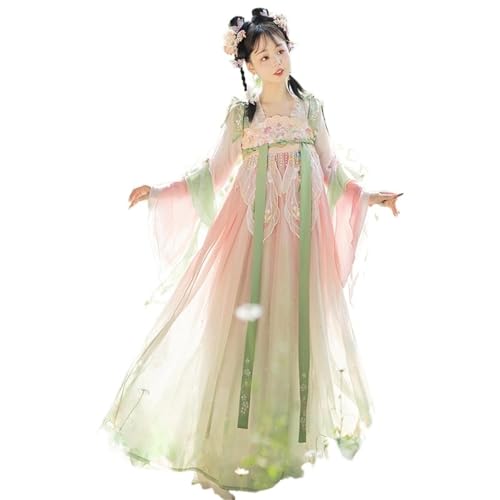 IUERVPS Chinesisches traditionelles Hanfu-Kostüm for Damen, altes Kleid der Han-Dynastie, orientalisches Prinzessinnenkleid, elegante Tanzkleidung der Tang-Dynastie(Pink1,M) von IUERVPS