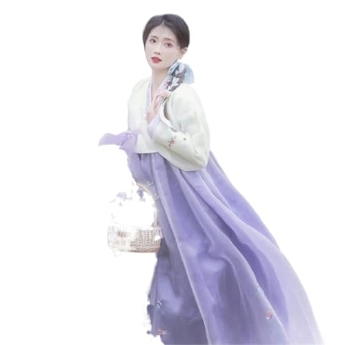 IUERVPS Hanbok-Kleid for Damen, violett, bestickt, koreanisches Kostüm, weiblicher koreanischer Palast, Fotografie, Reisen, Hanbok, Tanzkostüm(M) von IUERVPS